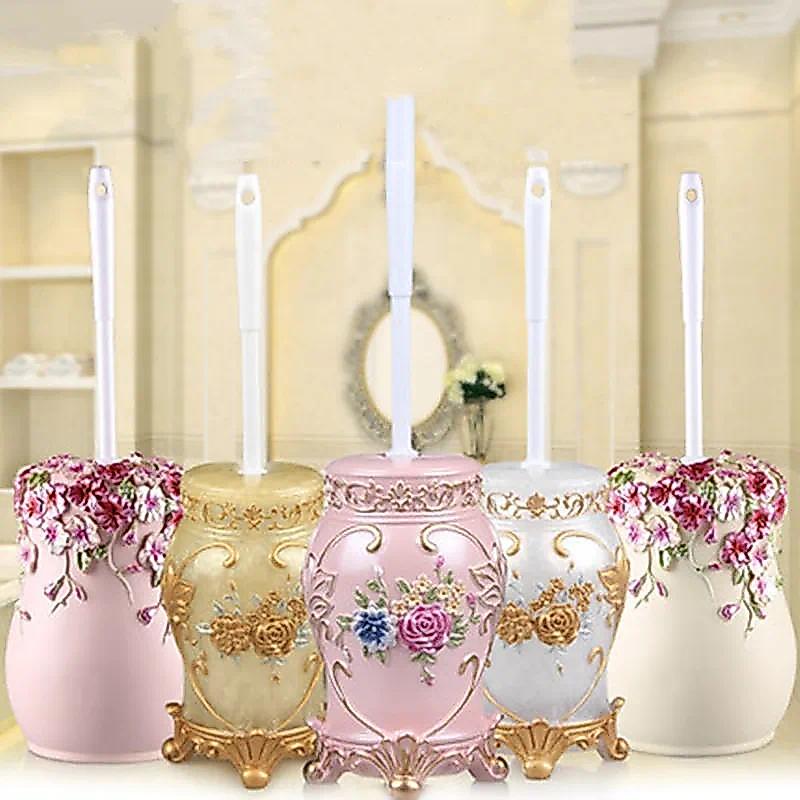 MultiColors Resin Bathroom Cleaning Brush Holder with Stand Toilet Brush Kit WC Brush Set  Essential
