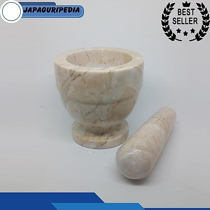 Lumpang Alu Batu Lesung Mini Marmer Asli Tumbukan Tumbuk Obat Puyer Ulekan Ulek Mortar & Pestle 6/3