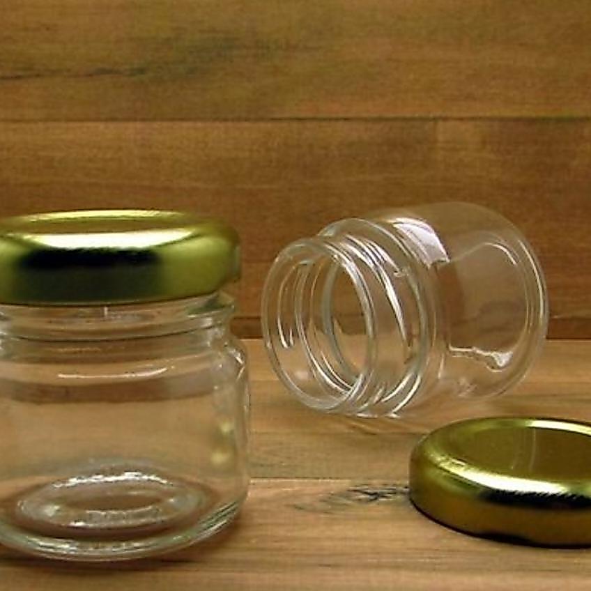 /10 Pcs 30Ml  Jar Silinder Kaca Tutup Gold / Botol Kaca Silinder Jar 30Ml