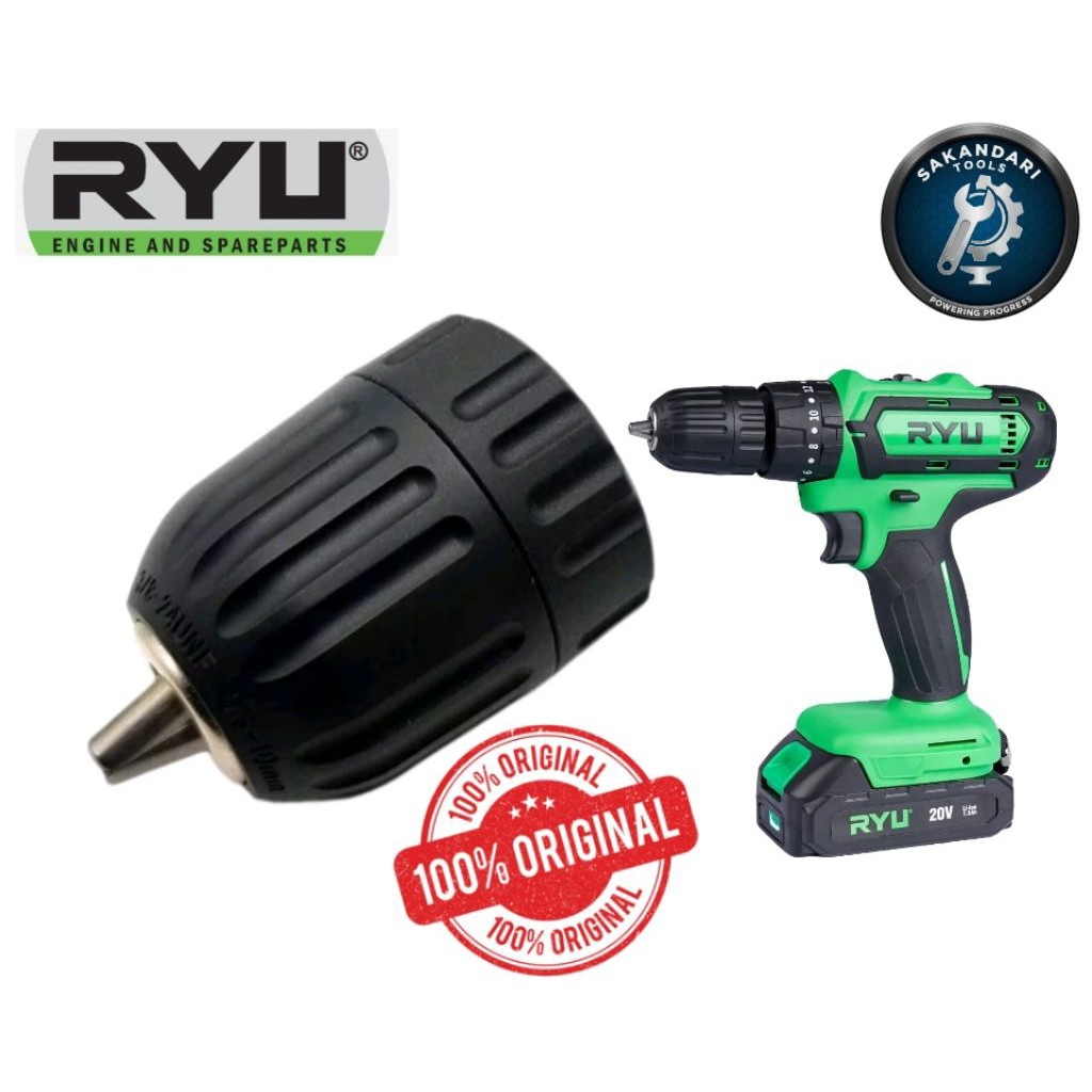 TERASHOP Original Chuck Kepala Mesin Bor Cordless RYU 10mm