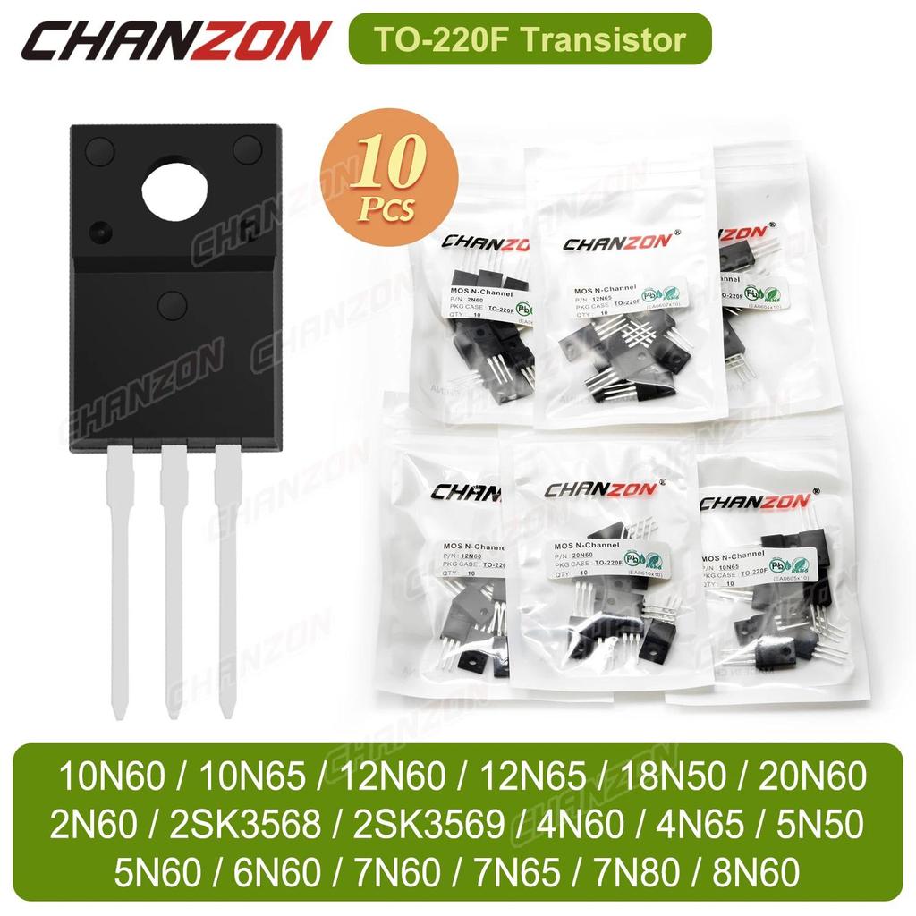 10 Buah TO-220F N-Channel Mosfet 600V Transistor 20N60 6N60 7N65 4N60 10N60 2N60 8N60 12N60 18N50 7N