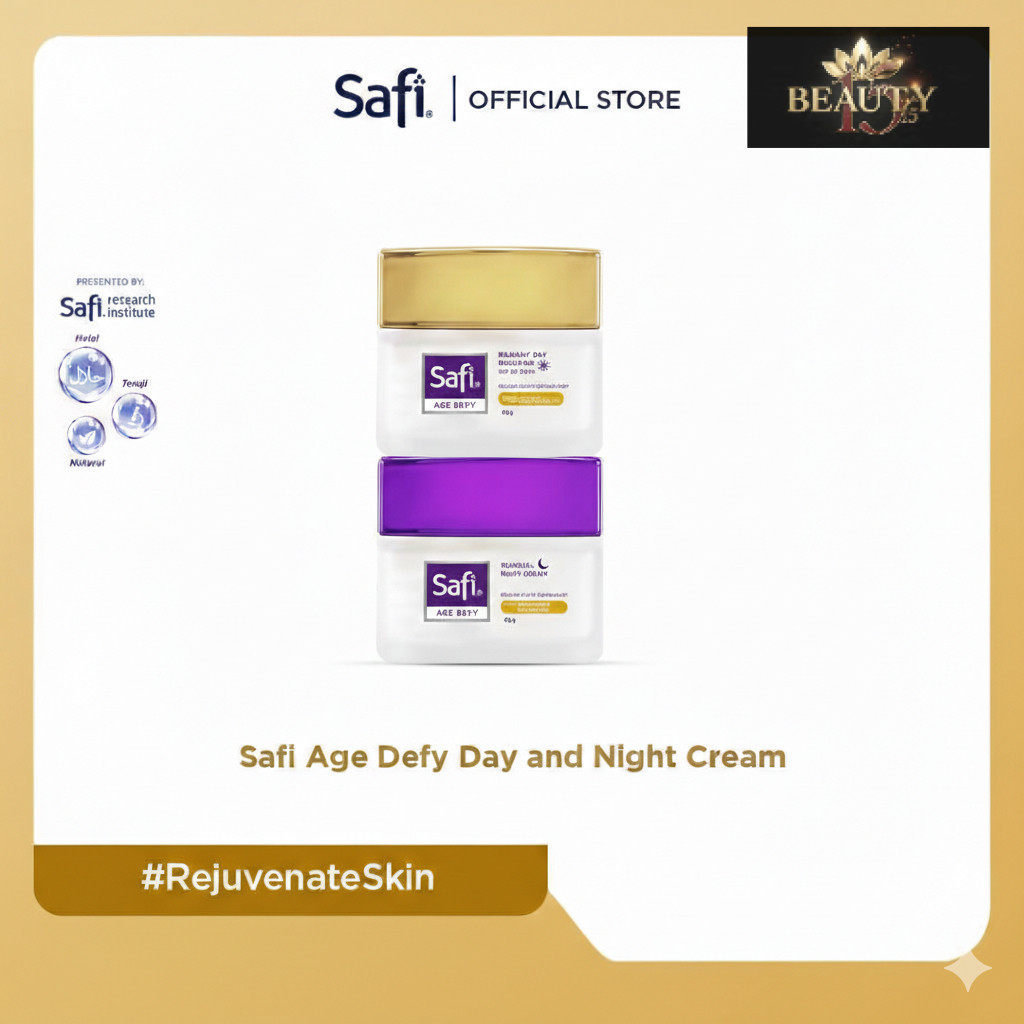 Safi Age Defy Day Cream 25gr + Night Cream 25gr | Paket Anti Aging Wajah Glowing | Krim Siang Malam 