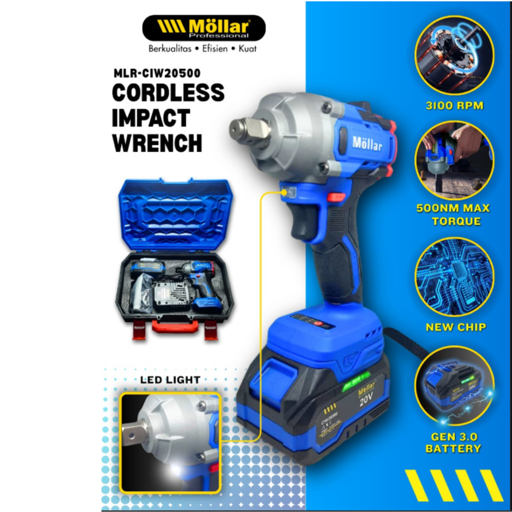 MOLLAR CIW20500 Cordless Impact Wrench Brushless 500 Nm / CIW 20500