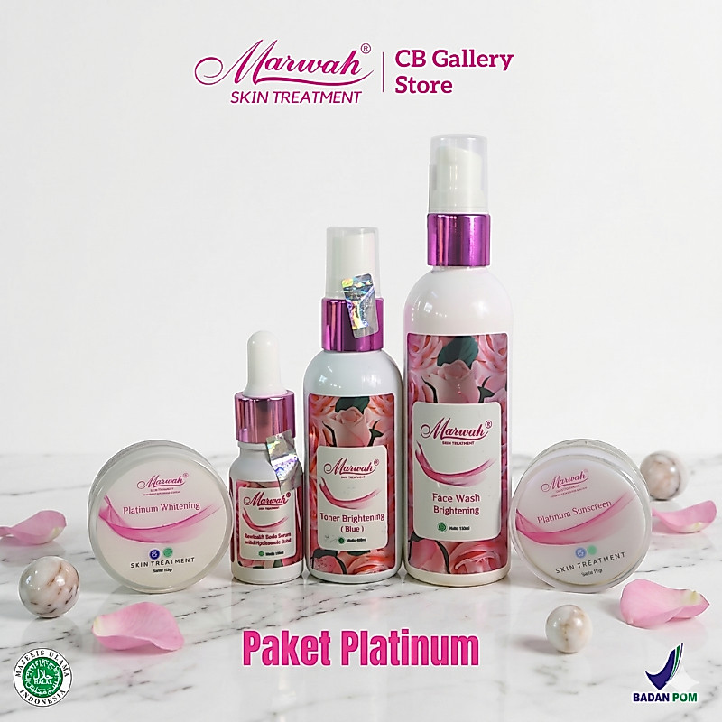 Paket Marwah Platinum Original | Krim Wajah Pencerah & Penghilang Noda Hitam | Kulit Lembap & Sehat