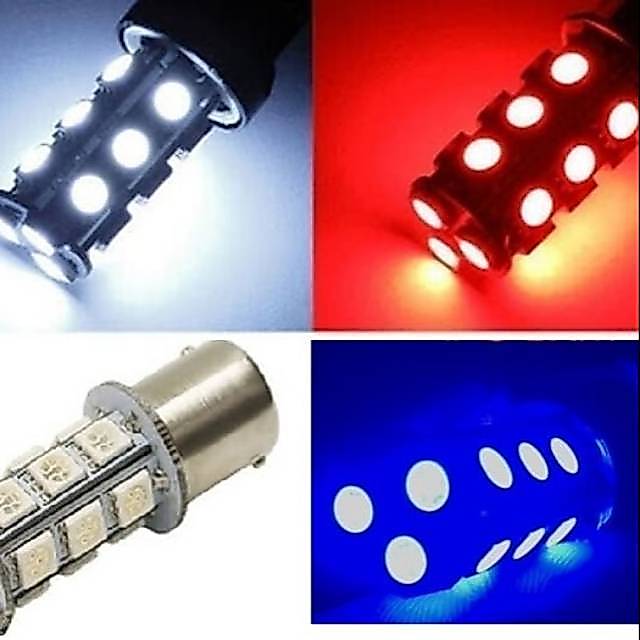 SEPASANG (2 pcs) Lampu Rem Mobil Motor Bayonet Kaki 2 12 volt Nyala Kedip 18 Led