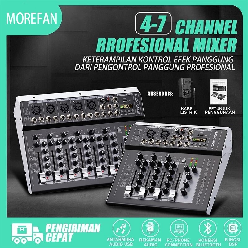 Mixer 4 chanel /mixer audio/mixer 4 chanel termurah /mixer mini/ Amplifier Bluetooth Mini mixer ashl