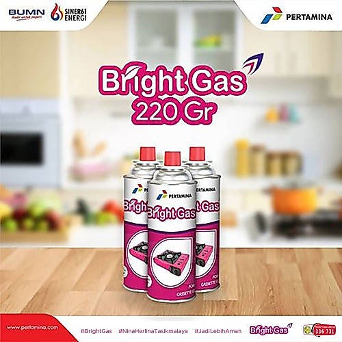 BRIGHT CAN GAS 220 GRAM / TABUNG GAS KALENG PORTABLE BRIGHTGAS CAN ASLI PERTAMINA