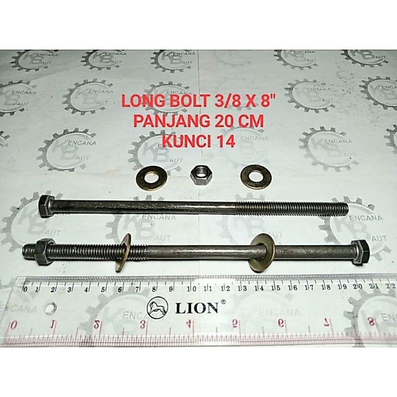 BAUT PANJANG 3/8" X 8" / BAUT BALOK KAYU / BAUT BLANDAR /LONG BOLT KUNCI 14