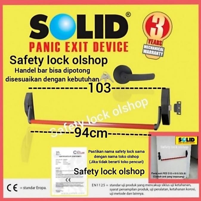 Panic Bar Solid Ped 310 + 016