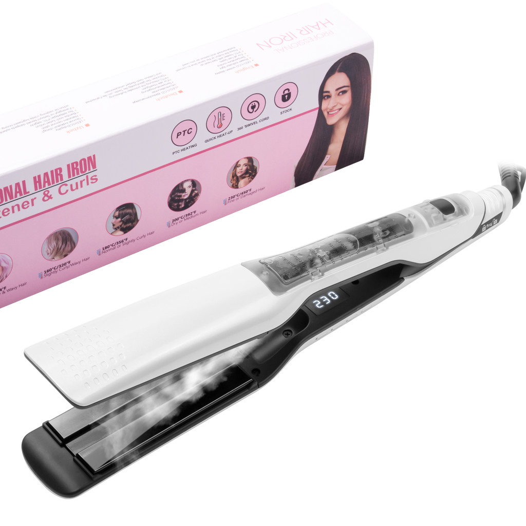 Catokan Rambut Uap Profesional Salon Nano Titanium Keramik Catokan Uap Pelurus Rambut untuk Rambut H