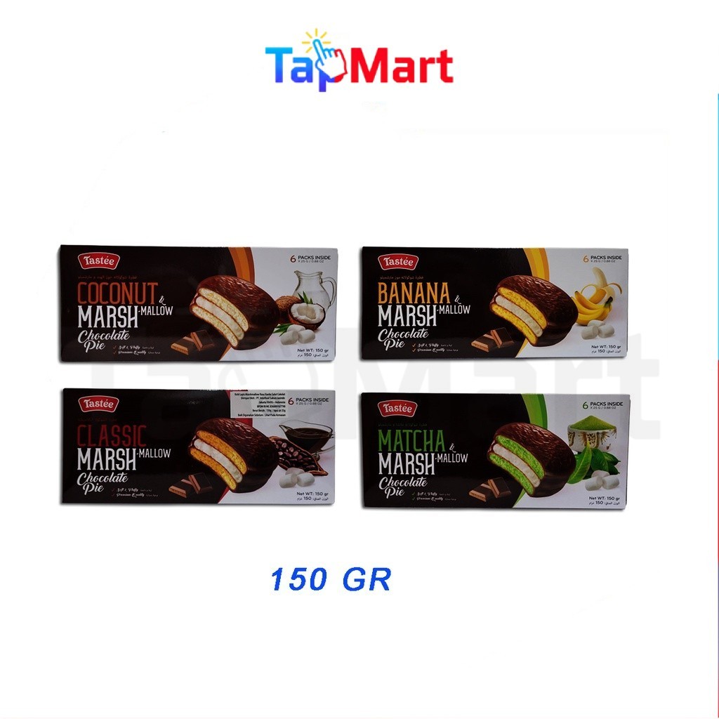 TapMart - TASTEE Choco Pie Marshmallow Classic Banana Matcha Coconut 150 gr Coklat Chocolate