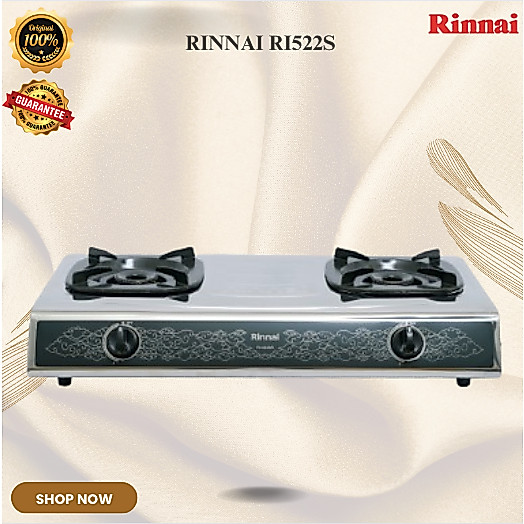 RINNAI KOMPOR GAS RI522SS 2 Tungku/RI-522SS/RI 522SS/ Api Sun Bunner/RI 522SS/Kompor Bergaransi Ori
