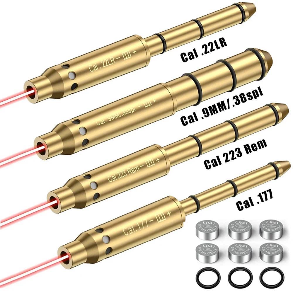 Red Laser Brass Boresighter .177/.223Rem/22LR/9mm/.38spl/308Win Cal Red Laser Bore Sight End Barrel 