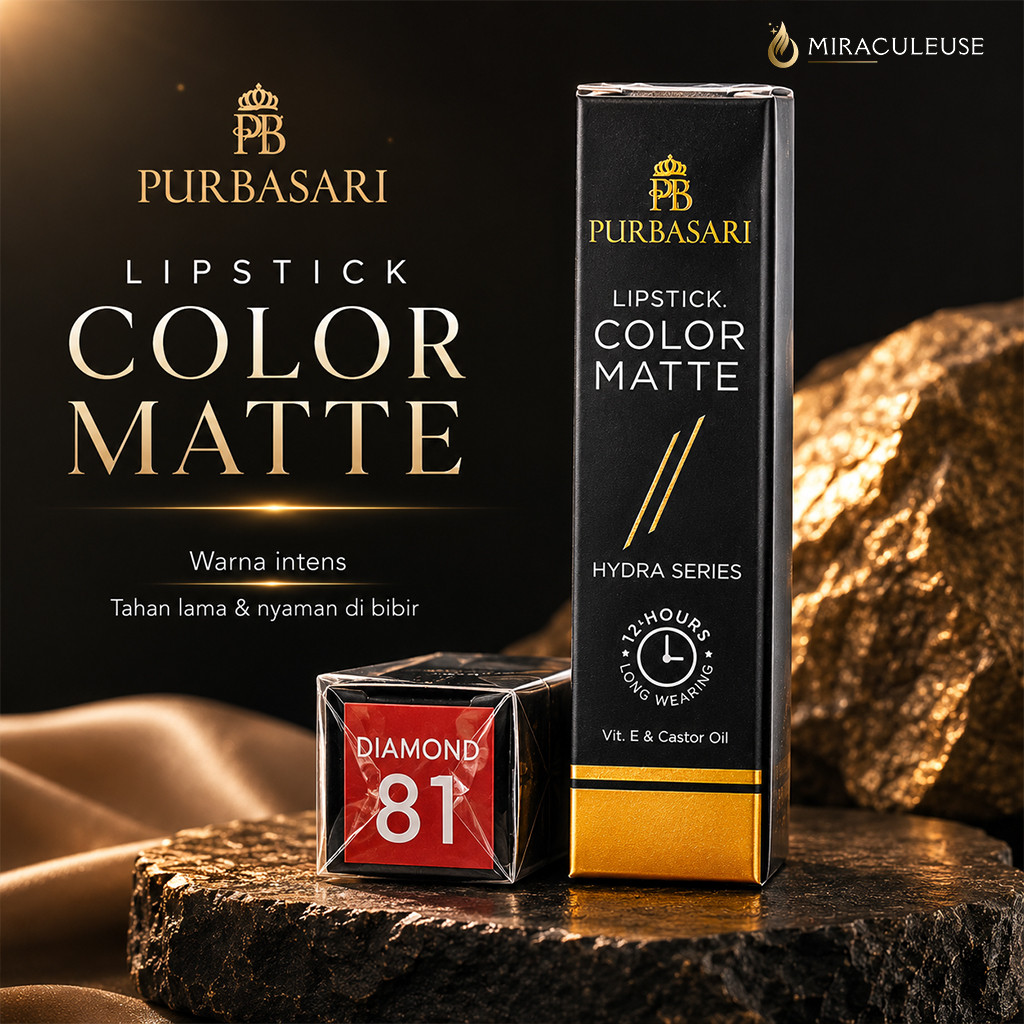 Purbasari Lipstick Color Matte Hydra Series No. 81 Diamond Original | Lipstik Matte Tahan Lama denga