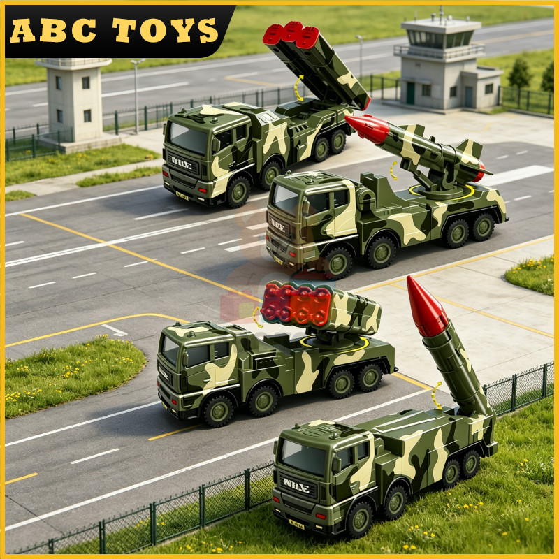 ABC TOYS Mobil Mainan Inersia Tentara–Mobil Misil Nuklir & Roket Launcher, Mainan Anak Laki Berkuali
