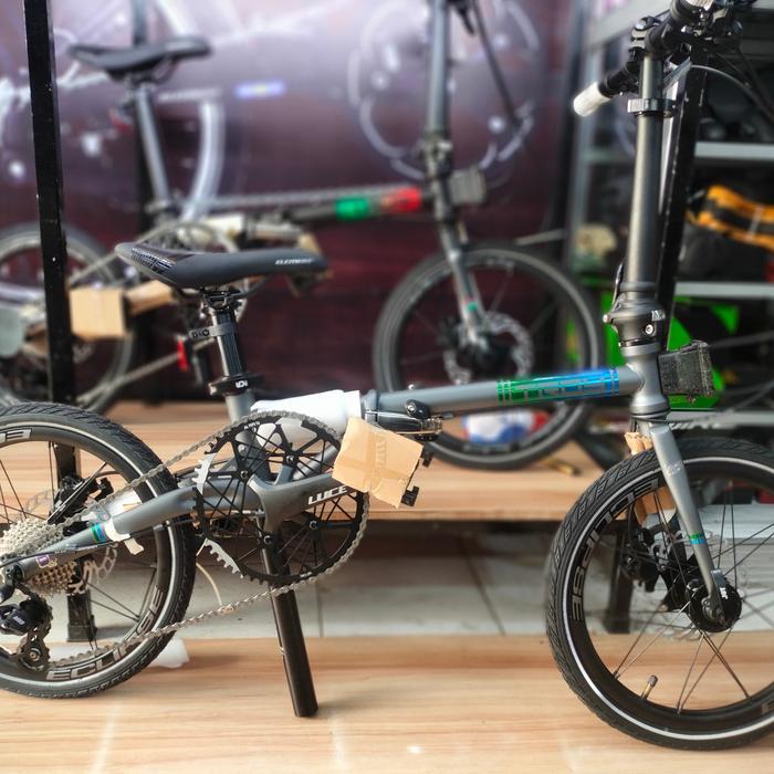 Folding Bike Element Troy X 9 Speed 2021 Sepeda Lipat Seli - Grey