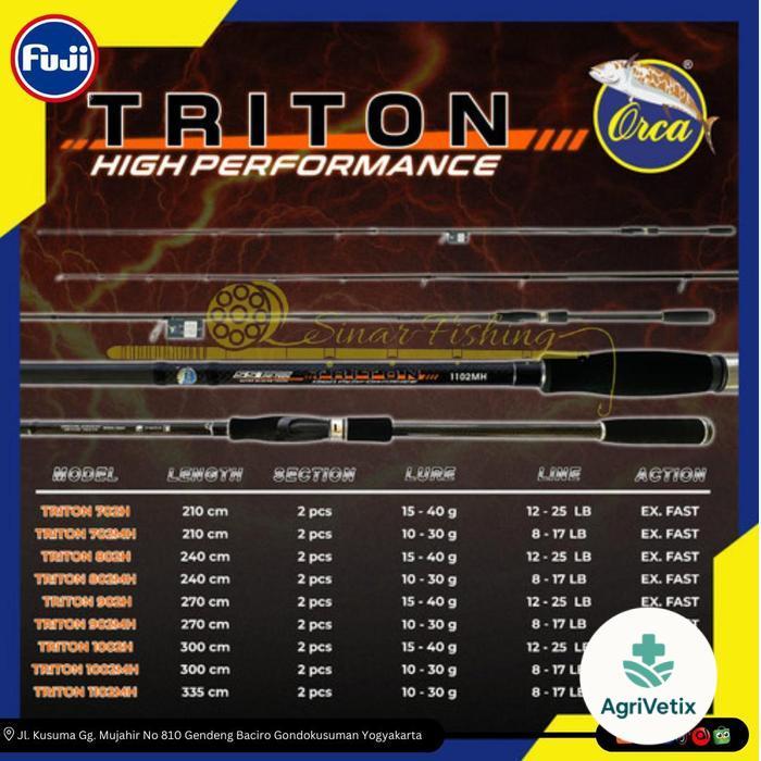 Joran Spinning Orca Triton 210 240 270cm Bahan Carbon - 2.70cm MH