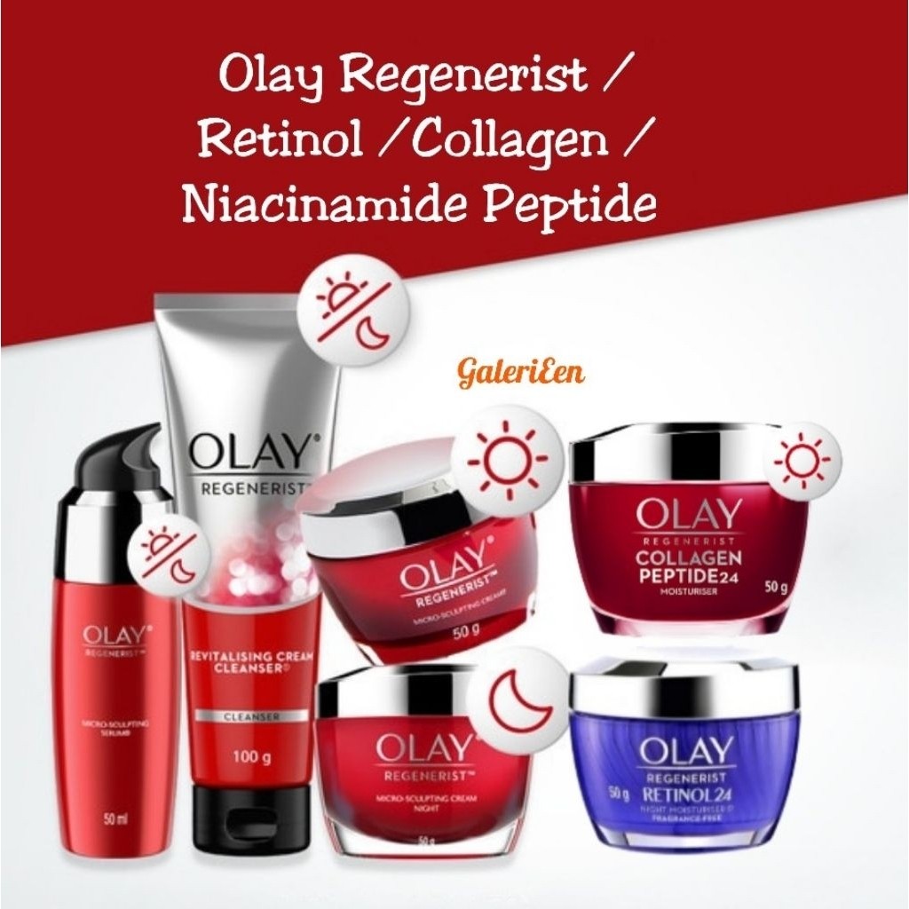 PAKET SERUM, DAY & NIGHT CREAM, CLEANSER Olay Regenerist MicroSculpting/ Collagen/ Niacinamide/ Reti
