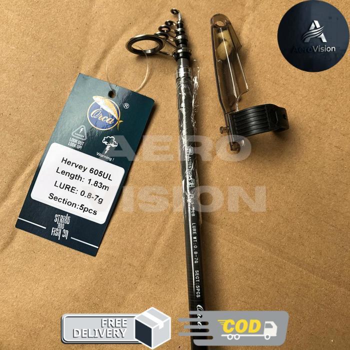 Joran Spinning Anten Ultralight Telescopic Orca Hervey 565L Carbon - 605UL