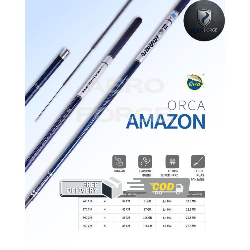 Joran Tegek Carbon Orca Amazon Super hard (spek kaku) - 240