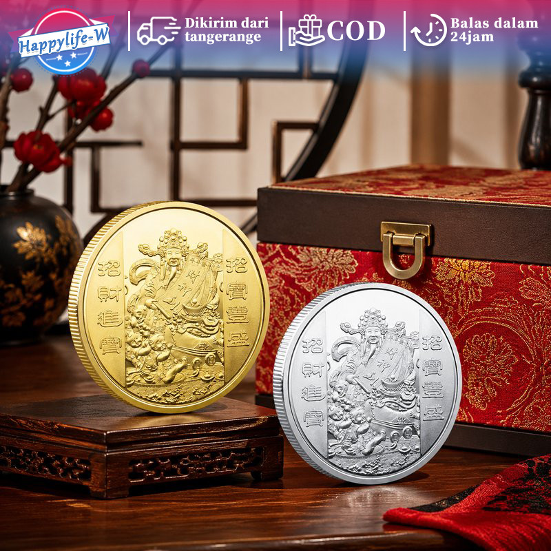 Koin Emas Dewa Rejeki Feng Shui 40mm Koin Keberuntungan Simbol Kemakmuran China Money Amulet