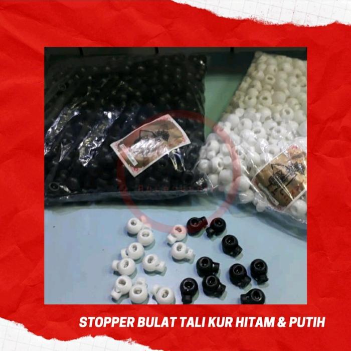 (PER PAK)Stopper Bulat Tali Kur Tas Aksesoris - Putih