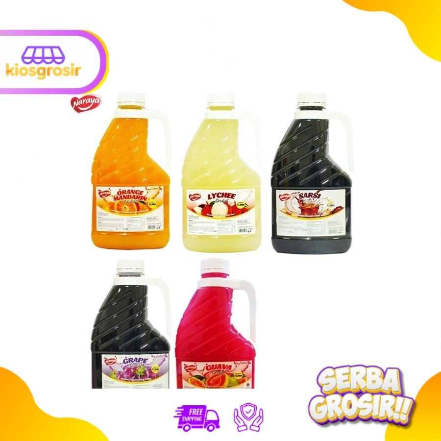 KIOSGROSIR Naraya Cordial Syrup Concentrate Sirup 1 Liter Guava Sarsi Grape Orange Leci