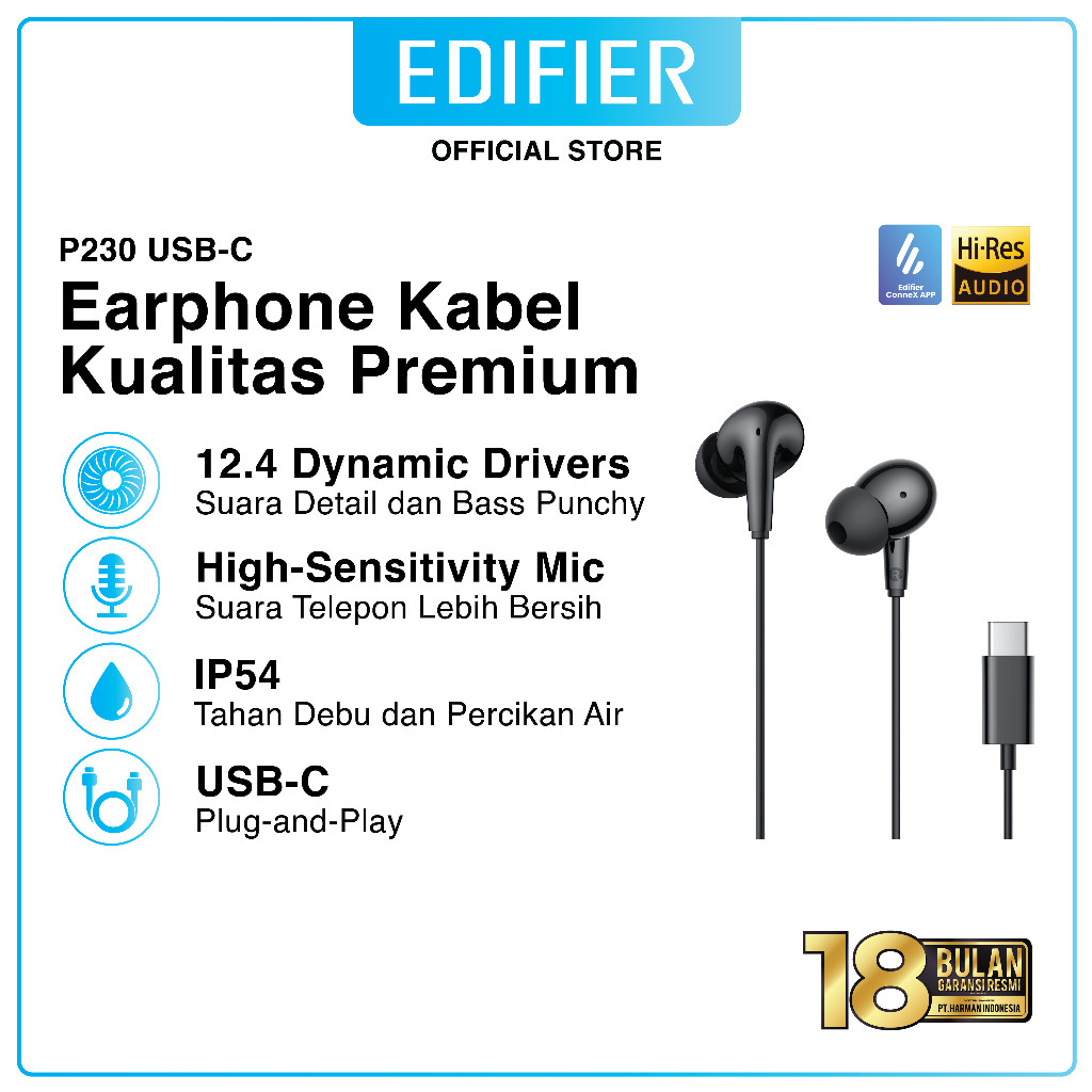 EDIFIER P230 USB-C Wired Earbuds with Remote & Mic