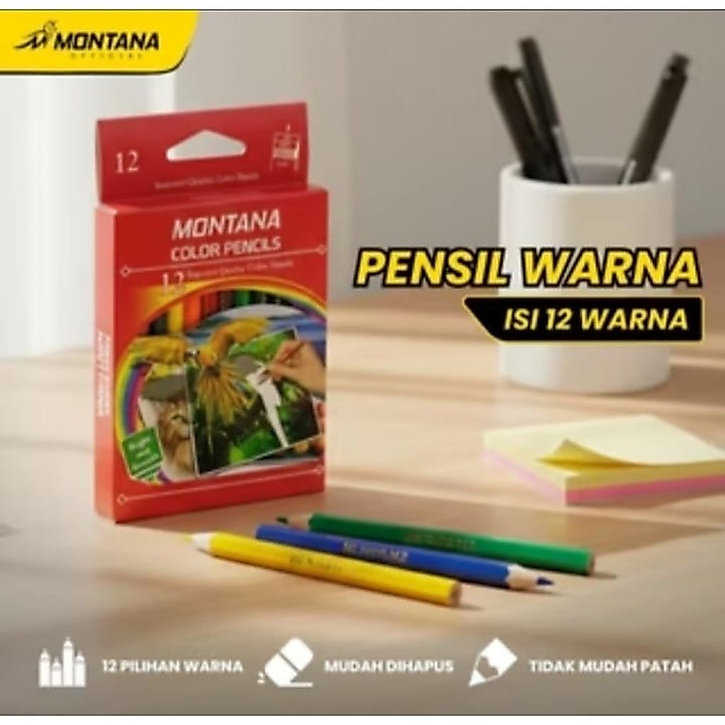 12 warna Pensil Warna Fancy/Pensil Warna Murah/Pensil Warna Montana