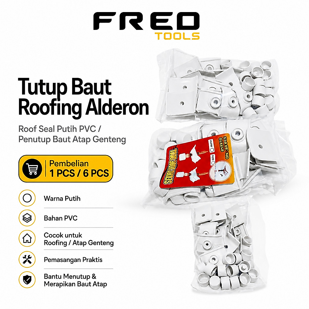 Tutup Baut Roofing Alderon 1 Bks / Roof Seal Putih PVC Penutup Baut Atap Genteng Alderon – Pilihan 1