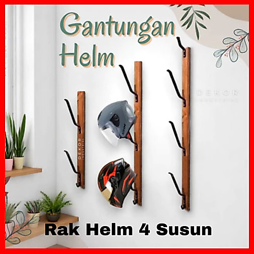 Rak Helm Kayu Susun 4 / Gantungan Helm 4 Susun / Cantolan Untuk Helm 4 Susun Rak Helm Susun Murah