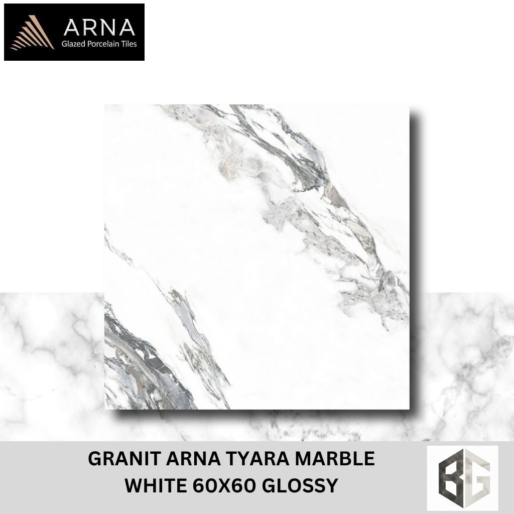 Granit Lantai Arna Tyara Marmer Marbel 60x60 Glossy White Motif Marmer