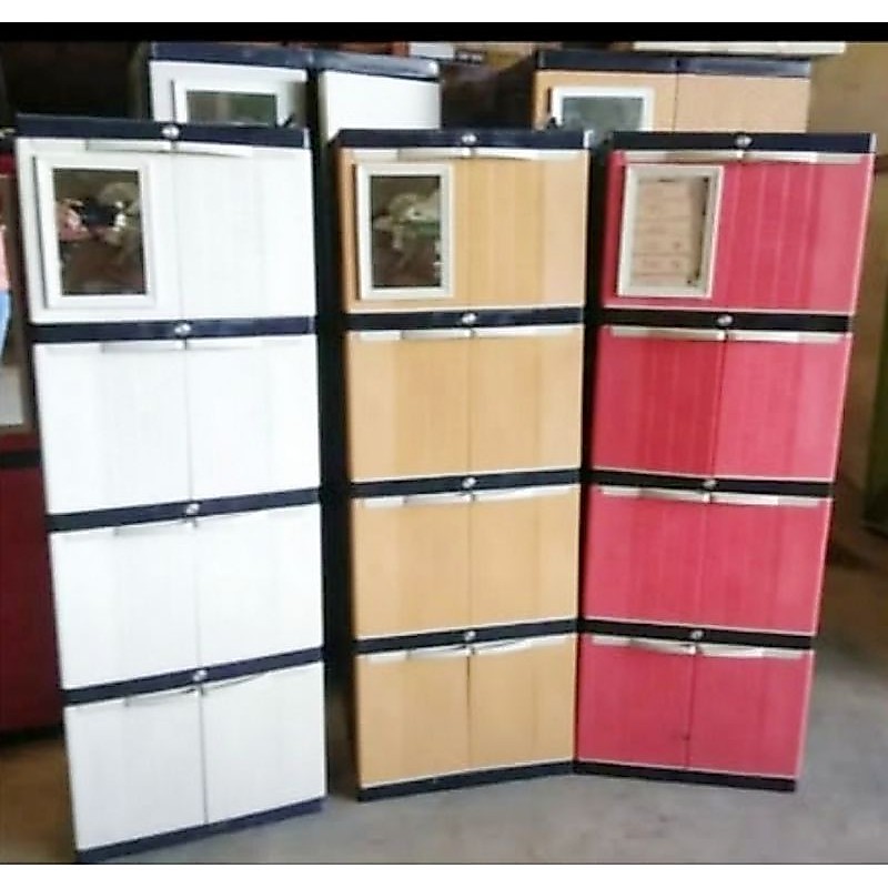Lemari PLastik NEW Aquose Mini Susun 4 + Kaca