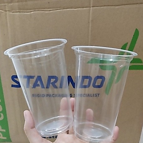 Gelas Cup Plastik Datar 16oz Starindo Tebal 7gram | Datar 16 oz 7 gr