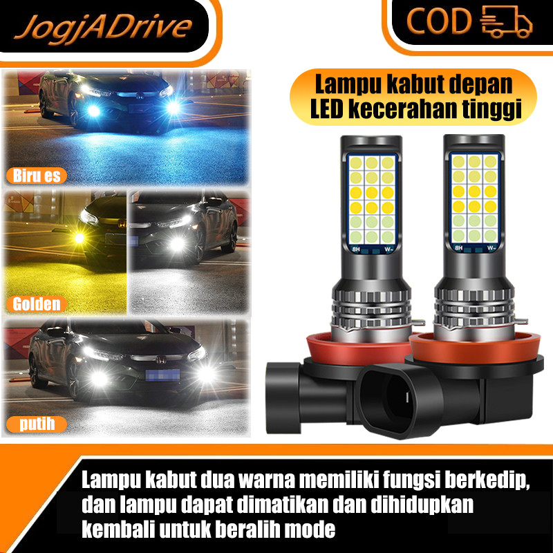 Foglamp Led Mobil 12-24V 1H8 H9 H11 Super Terang Foglamp 1 pcs/2pcs Two Color Foglamp Mobil