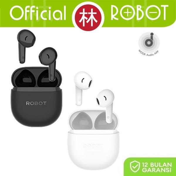Robot T60 PRO TWS Airbuds Earphone BT 6.0 Aplikasi Wook Audio Semi In-Ear Bass Ultra New T60 T50 - O
