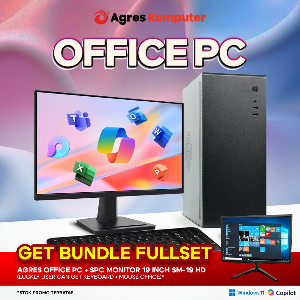 [GET FULLSET PC] AGRES OFFICE PC RYZEN 7 5700G 8GB 512GB RAKITAN ADMIN KANTOR FULLSET