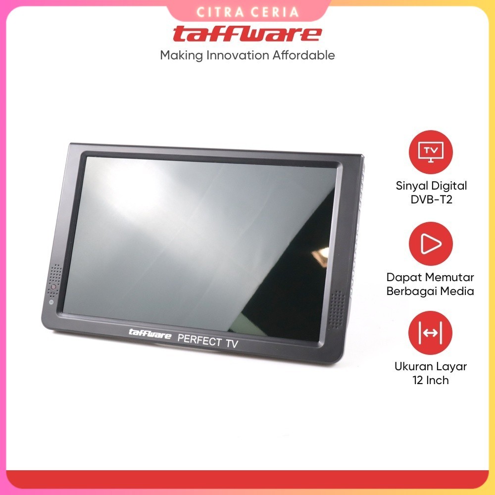 Taffware Portable TV Monitor 12 Inch DVB-T2 - D12 - Black