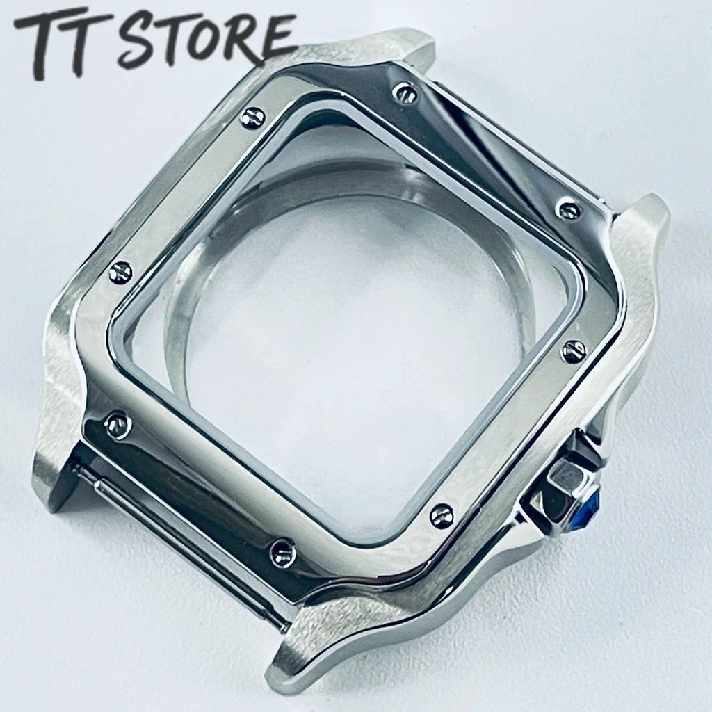 Casing Jam Tangan Persegi NH35 38mm, Kotak Jam Tangan Baja Tahan Karat 316L, Suku Cadang Modifikasi 