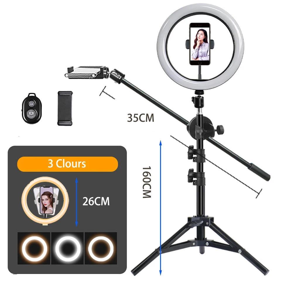 Lampu Cincin LED Fotografi 26CM, Lampu Isi Lingkaran untuk Kamera, Studio Foto, Lampu Selfie Ponsel 