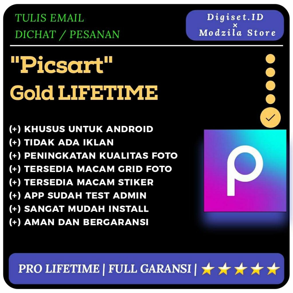 READT picsart v27.2.3 GOLD lifetime aplikasi edit foto dengan hiasan dan stiker UNISTORE888