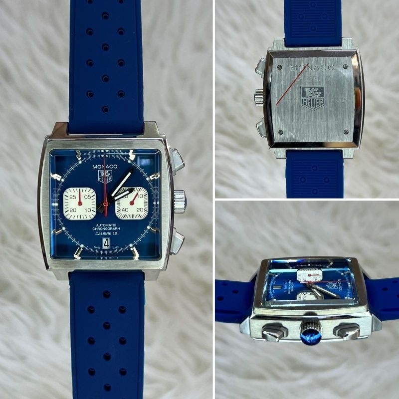 BAJU TANGAN HEUER MONACO CALIBRE 12 RUBBER STRAP QUARTZ SUPER QUALITY #jamtanganpria