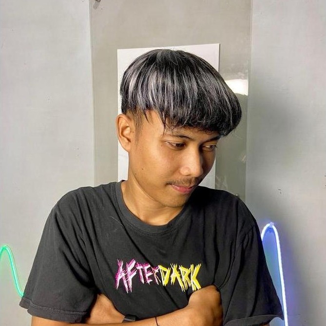 Marcelina_Shop - Penutup Botak Pria Toupee Rambut Pendek Versi Pria Korea Warna Highlight