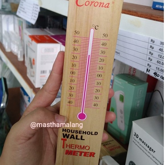 Original *Mastha Malang*Thermometer Ruangan / Termometer Raksa Kayu / Alat Ukur Suhu Ruangan Exp