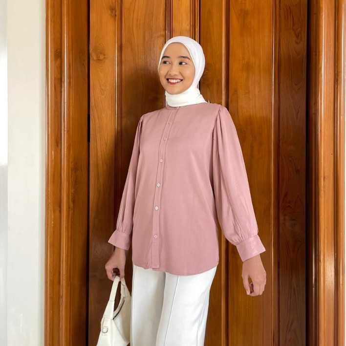 Nurama Kemeja Kerah Sanghai Twillrayon Aqila Blouse Shirt Rayon - A07S TW