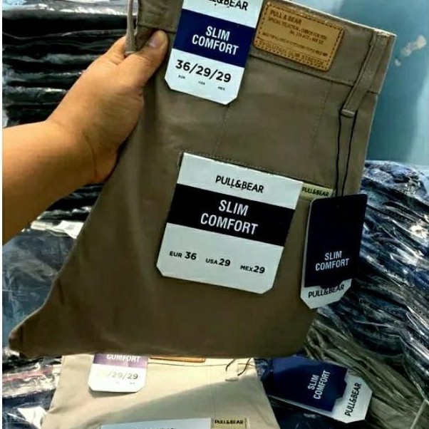 Promo Terbaru Pull & Bear Celana Chino Pria Slim Fit Stretch Premium Import Original Branded Clana K
