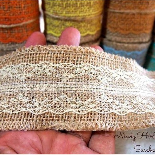 Okushonga- Burlap Goni 5Cm / Roll "2Meter" - Pita Goni - Renda Goni - Kain Goni