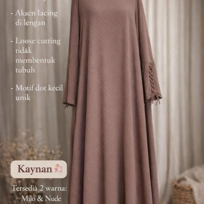 NVH | KAYNAN Gamis - Dobby Premium – Gamis Muslimah Loose Fit Elegan Motif Dobby (Milo & Nude)