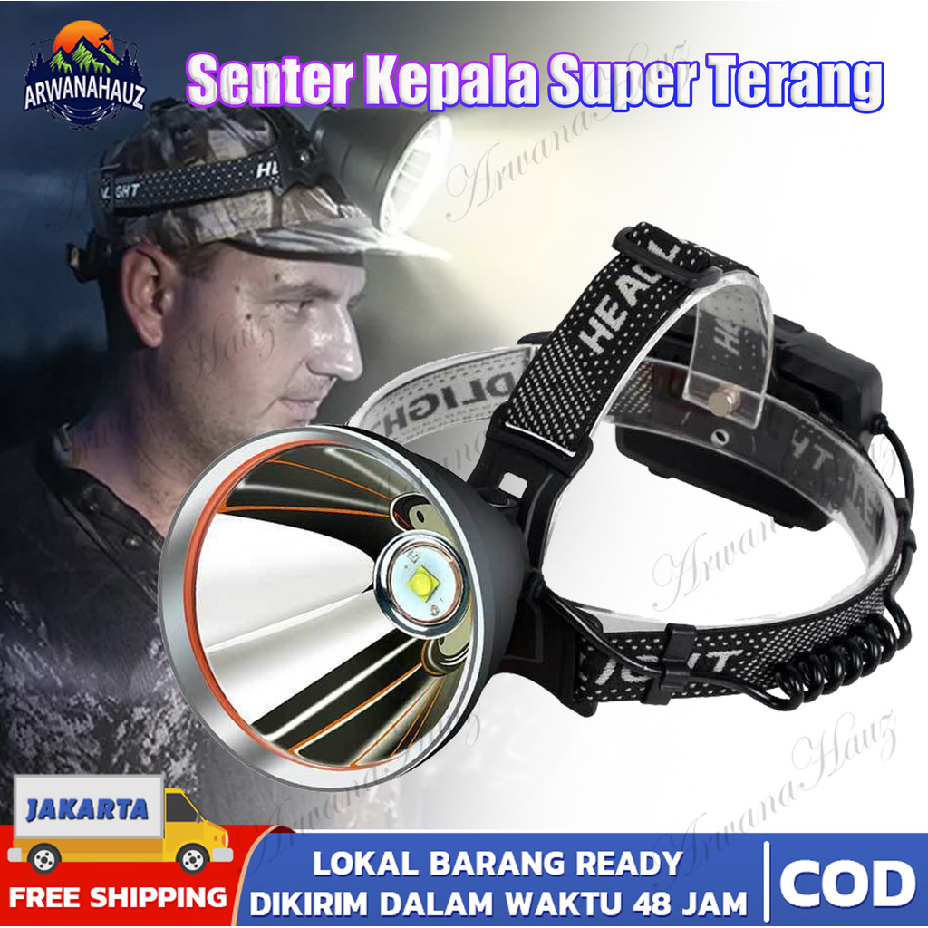 Senter cas kepala Senter led super terang jarak jauh Bisa Charge Baterai Tanam Water Resistant / sen