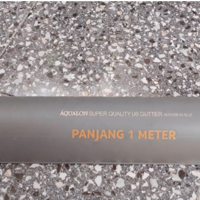 TALANG AIR PVC OVAL 6 INCH AQUALON PANJANG 1 METER / TALANG AIR PVC SETENGAH LINGKARAN ABU ABU - AQU